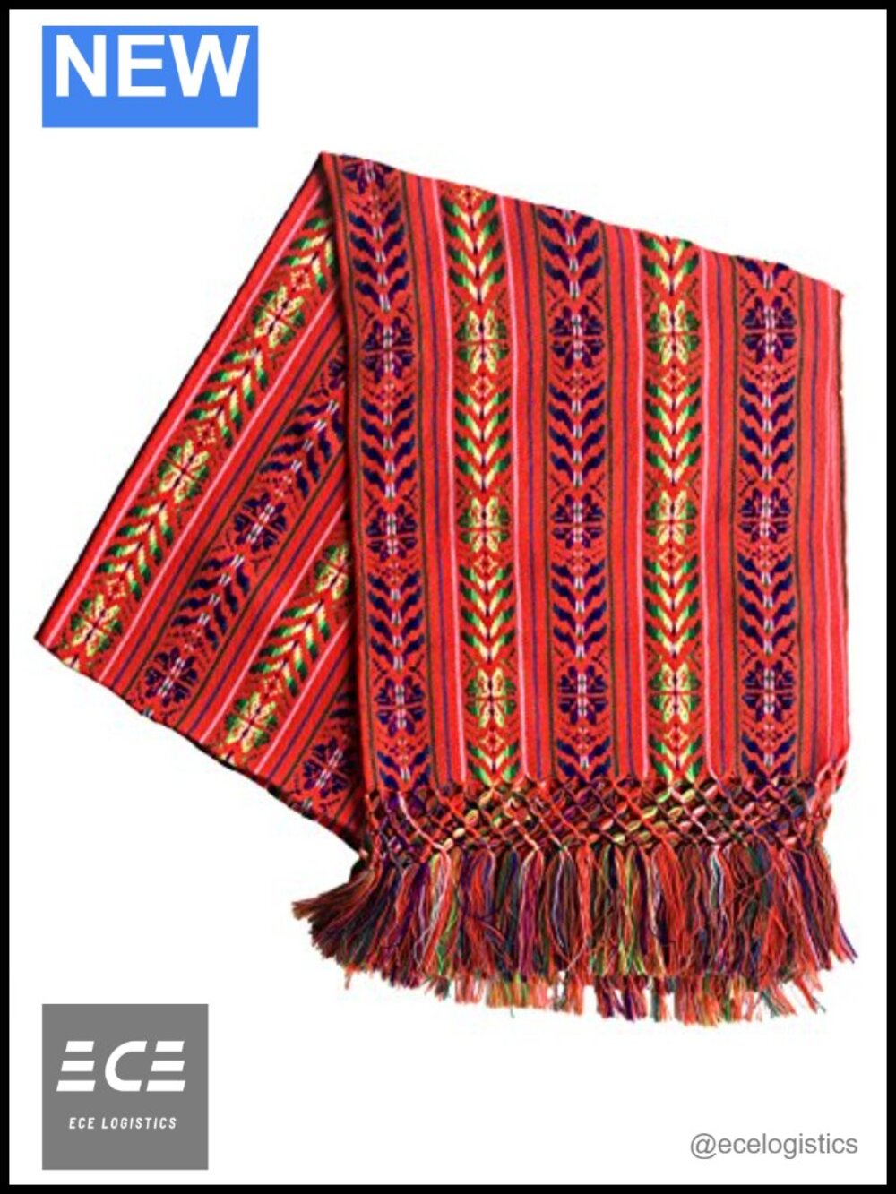 Handmade Mexican Rebozo Shawl Cotton Acrylic Wrap